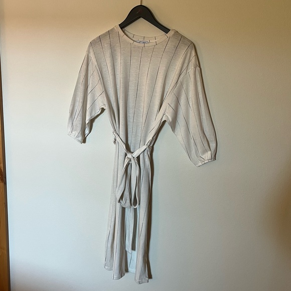 Zara Knit Pinstripe Midi Dress with Tie Belt. Size Small. - Picture 5 of 5